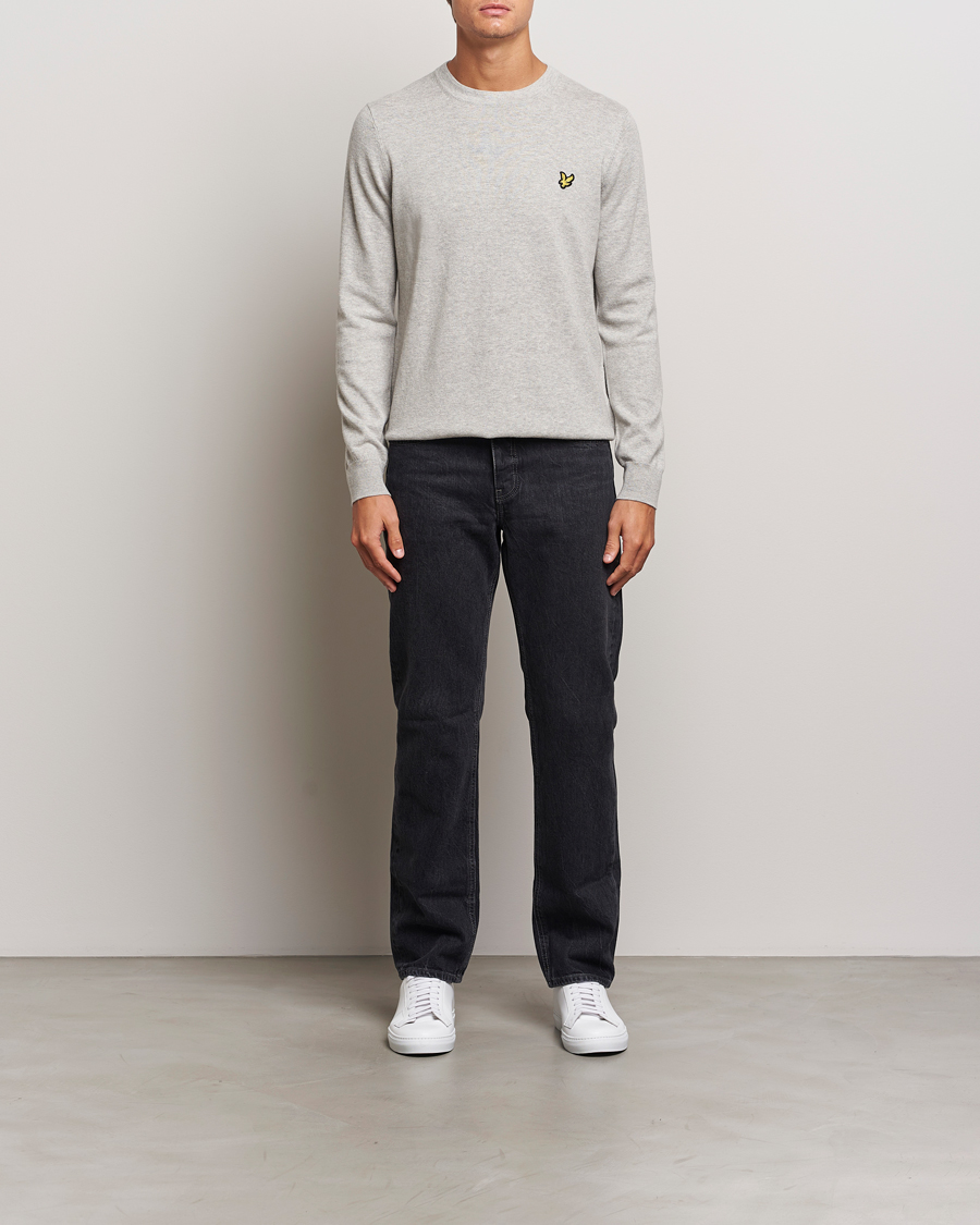 Heren | Truien | Lyle & Scott | Cotton/Merino Crew Neck Jumper Light Grey Marl