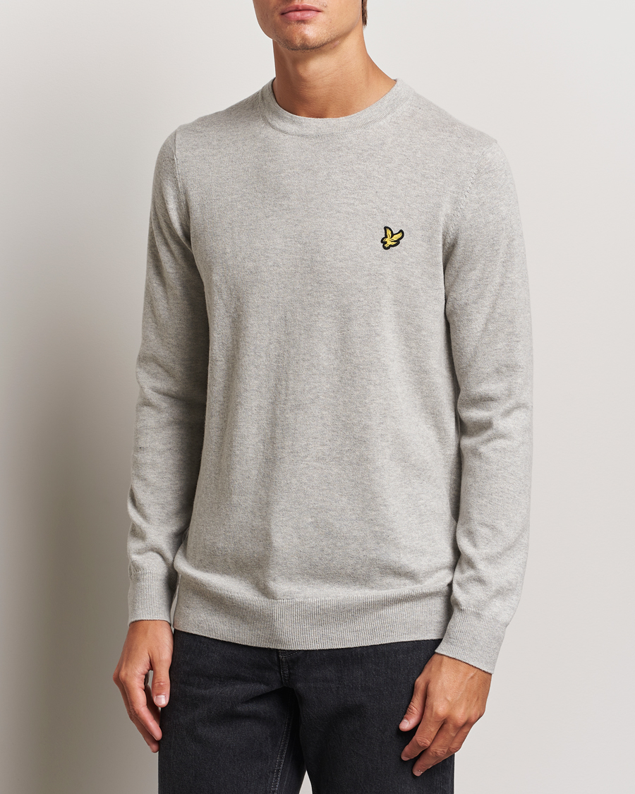 Heren | Truien | Lyle & Scott | Cotton/Merino Crew Neck Jumper Light Grey Marl