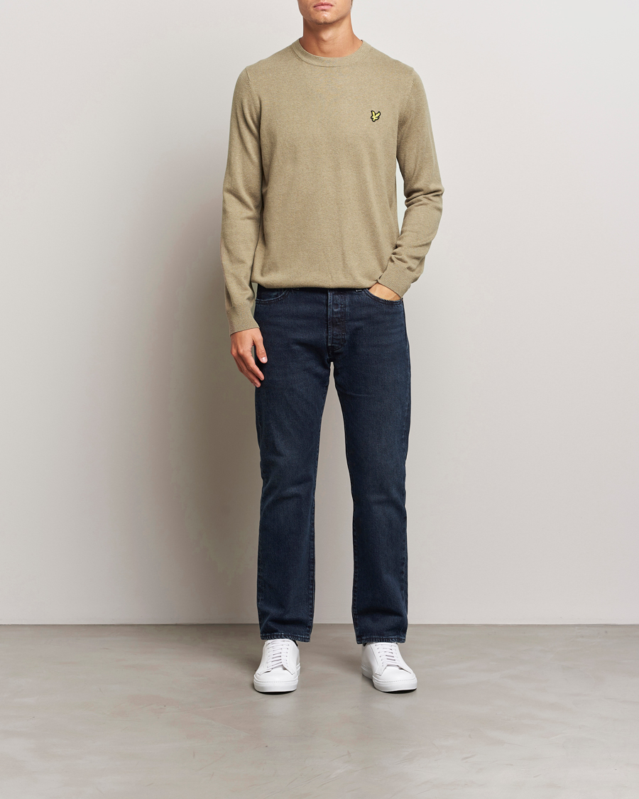 Heren | Truien | Lyle & Scott | Cotton/Merino Crew Neck Jumper Sage Uniform