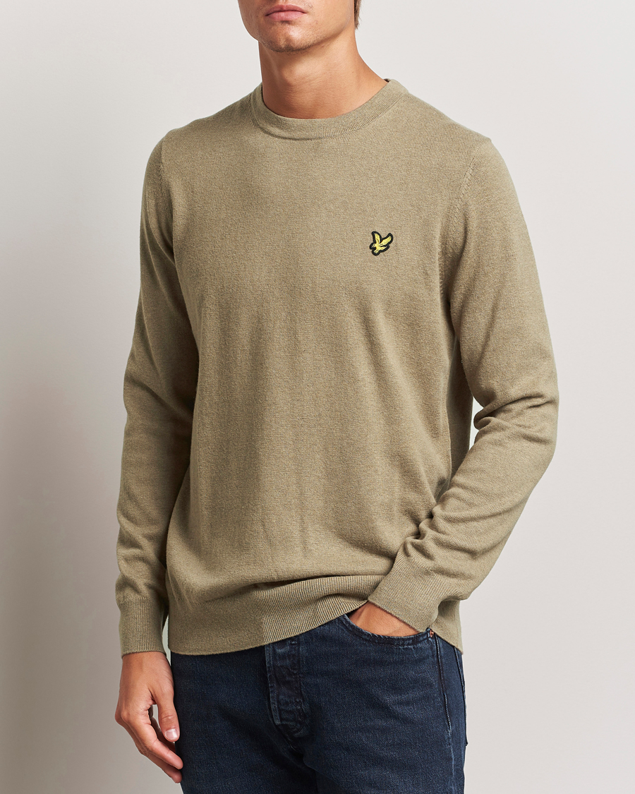 Heren | Truien | Lyle & Scott | Cotton/Merino Crew Neck Jumper Sage Uniform