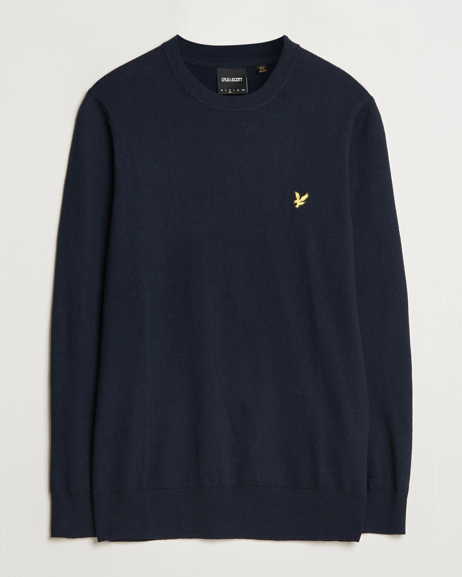 Heren | Truien | Lyle & Scott | Cotton/Merino Crew Neck Jumper Dark Navy