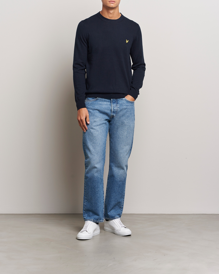 Heren | Truien | Lyle & Scott | Cotton/Merino Crew Neck Jumper Dark Navy