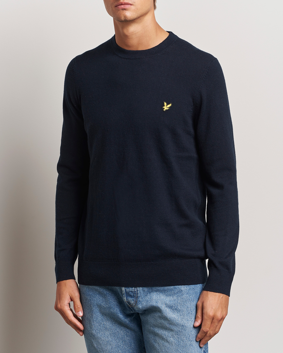 Heren | Truien | Lyle & Scott | Cotton/Merino Crew Neck Jumper Dark Navy