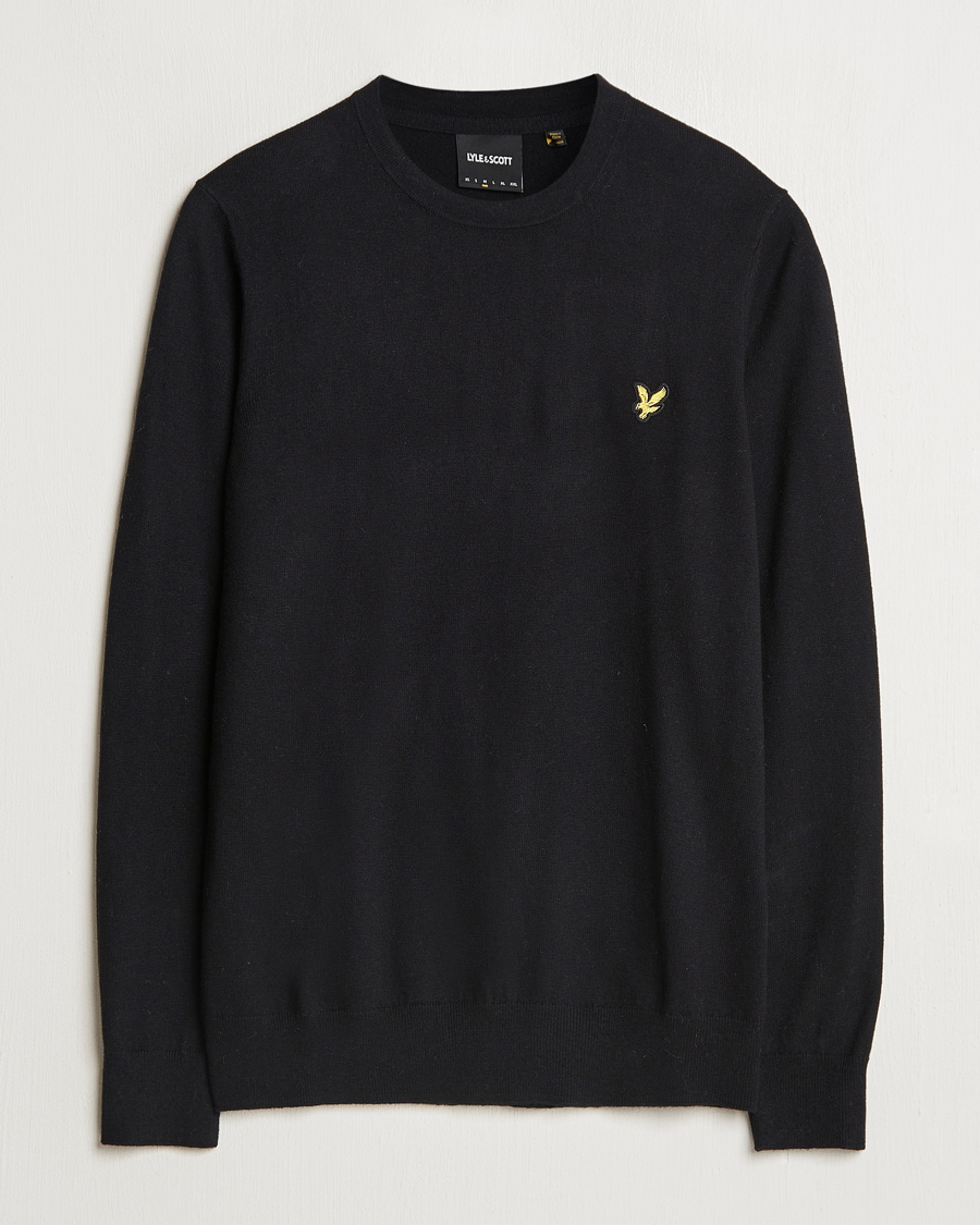Heren | Truien | Lyle & Scott | Cotton/Merino Crew Neck Jumper Jet Black
