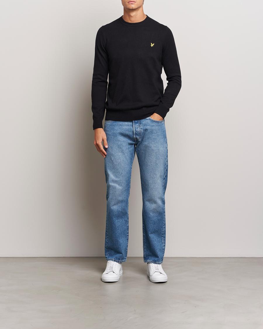 Heren | Truien | Lyle & Scott | Cotton/Merino Crew Neck Jumper Jet Black