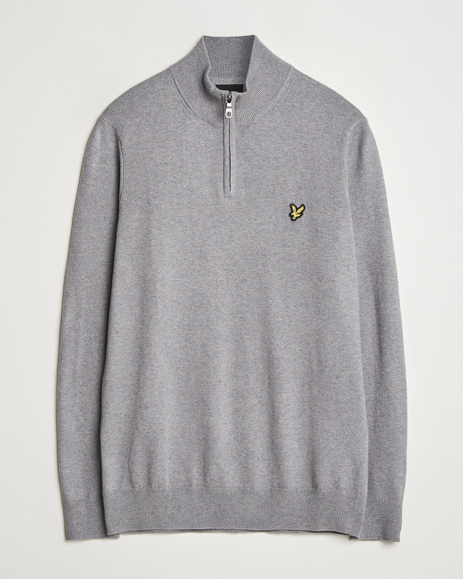 Heren | Truien | Lyle & Scott | Cotton/Merino Half Zip Mid Grey Marl