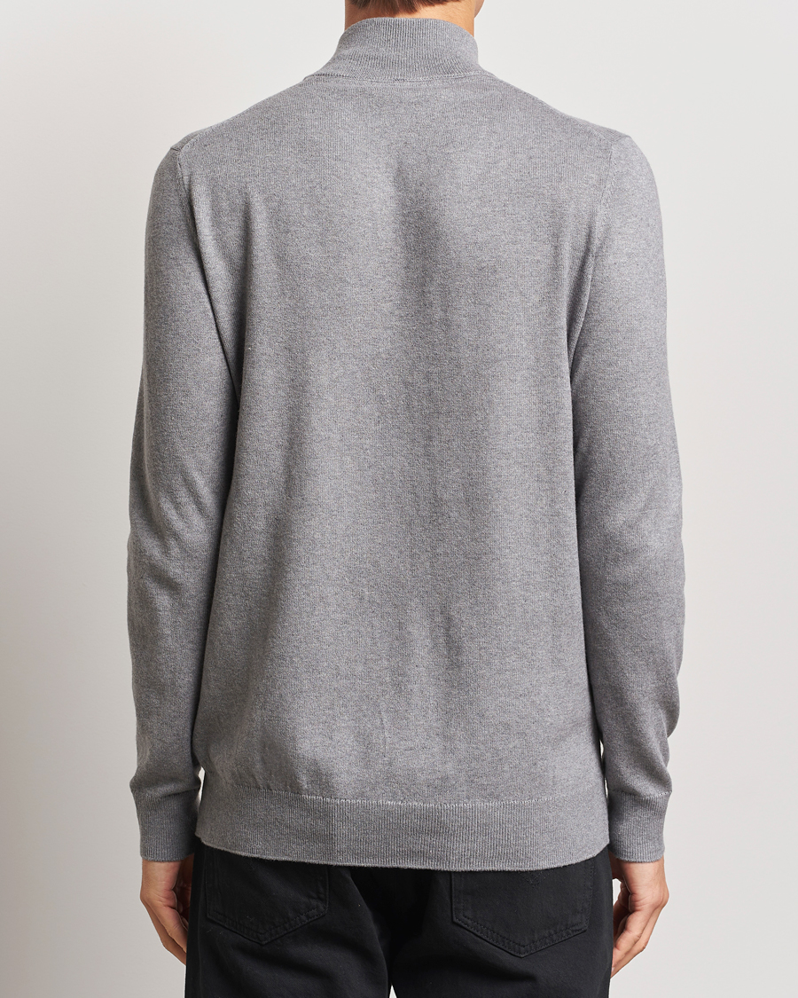 Heren | Truien | Lyle & Scott | Cotton/Merino Half Zip Mid Grey Marl