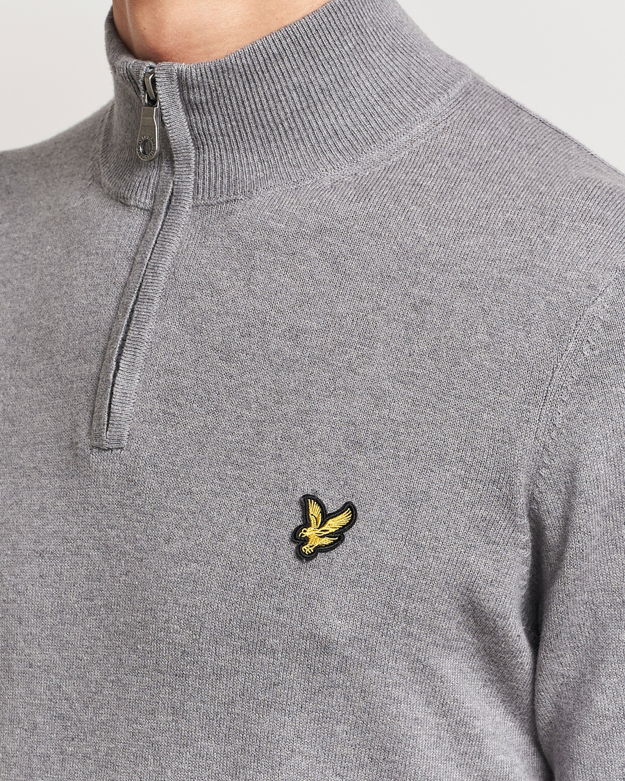 Heren | Truien | Lyle & Scott | Cotton/Merino Half Zip Mid Grey Marl
