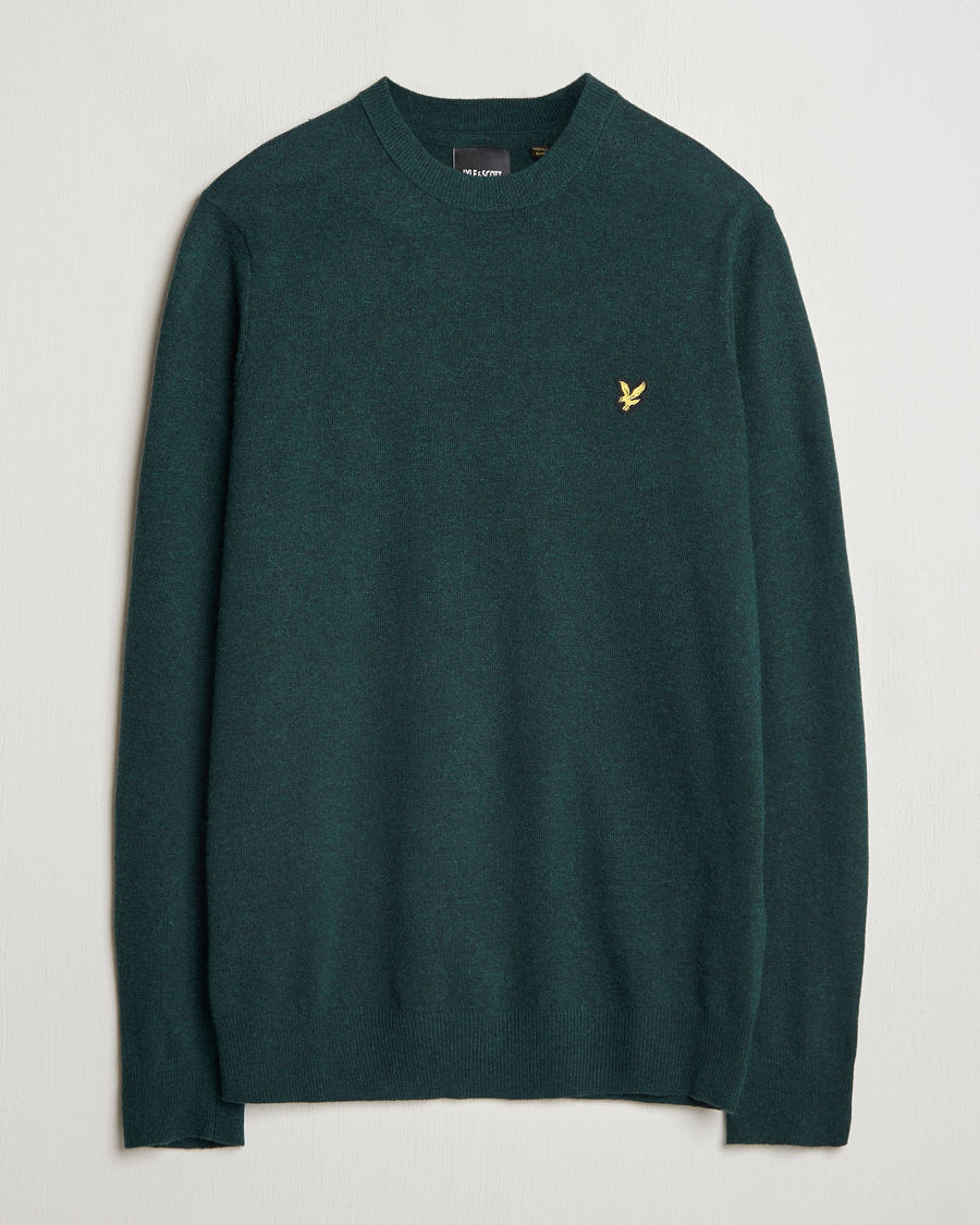 Heren | Truien | Lyle & Scott | Lambswool Crew Neck Pullover Argyle Teal Marl