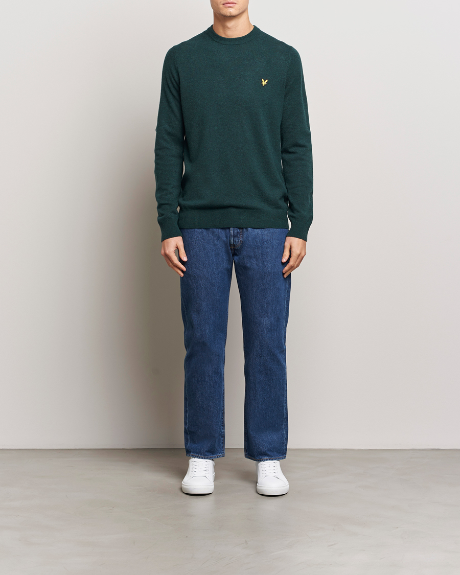 Heren | Truien | Lyle & Scott | Lambswool Crew Neck Pullover Argyle Teal Marl