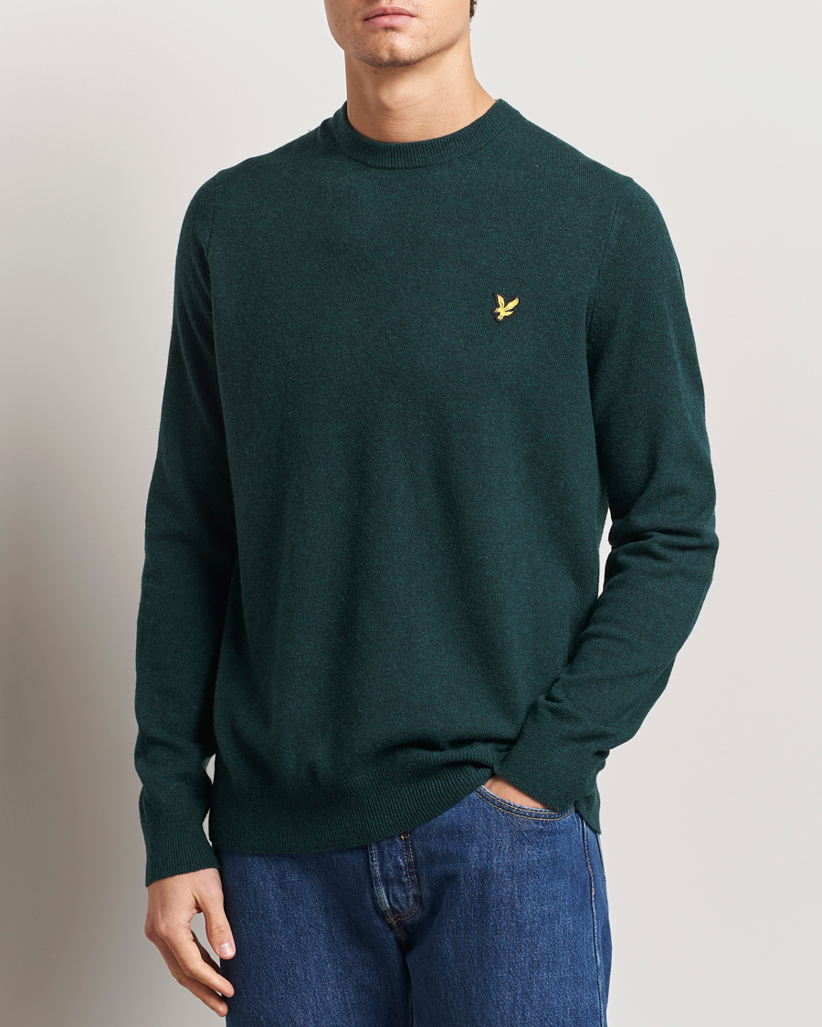 Heren | Truien | Lyle & Scott | Lambswool Crew Neck Pullover Argyle Teal Marl
