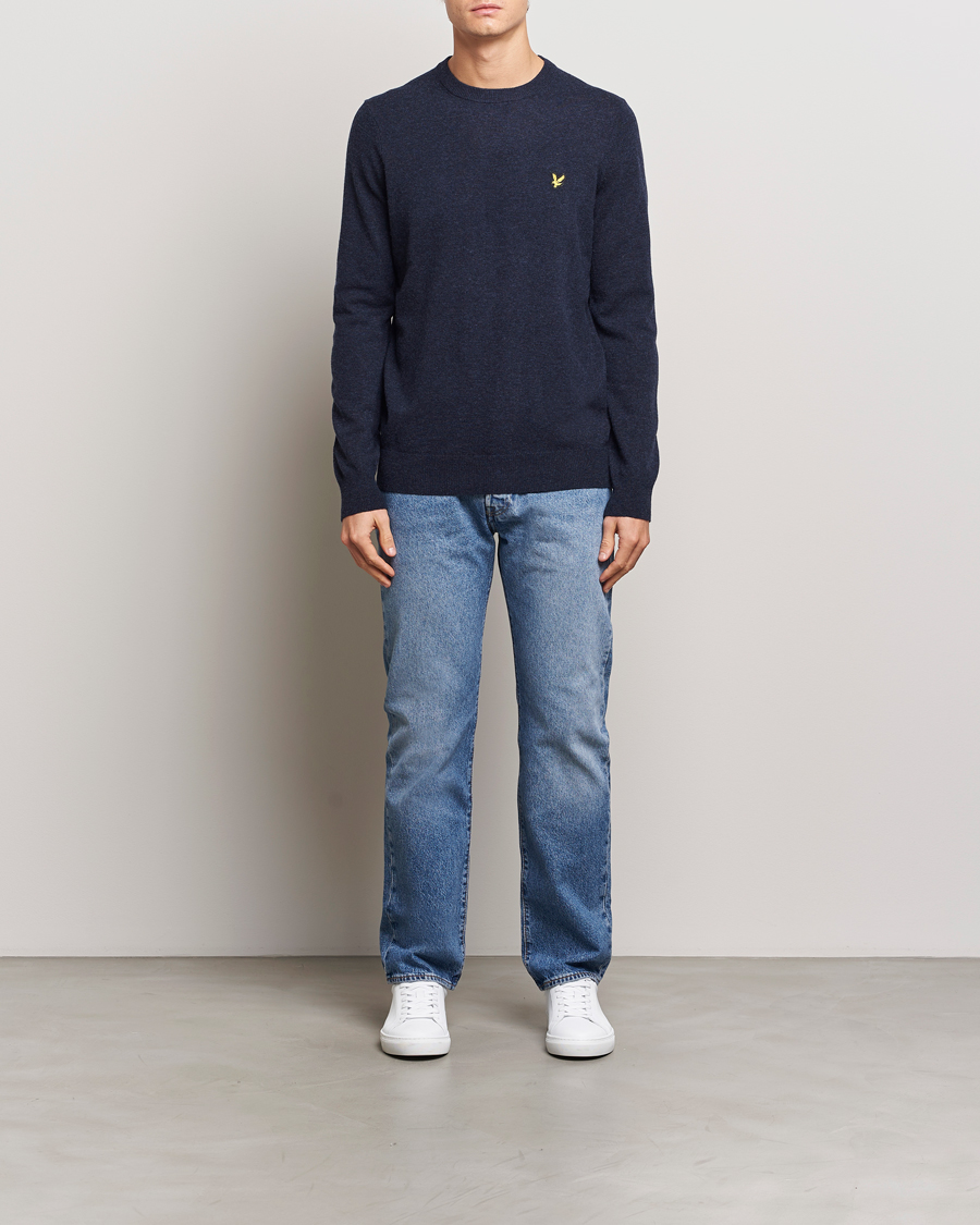 Heren | Truien | Lyle & Scott | Lambswool Crew Neck Pullover Dark Navy Marl
