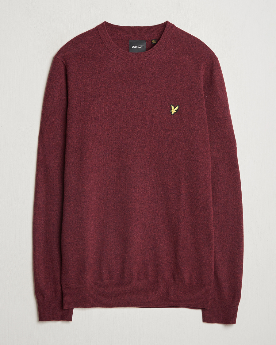 Heren | Truien | Lyle & Scott | Lambswool Crew Neck Pullover Burgundy Marl