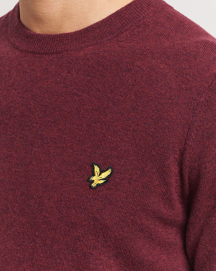 Heren | Truien | Lyle & Scott | Lambswool Crew Neck Pullover Burgundy Marl