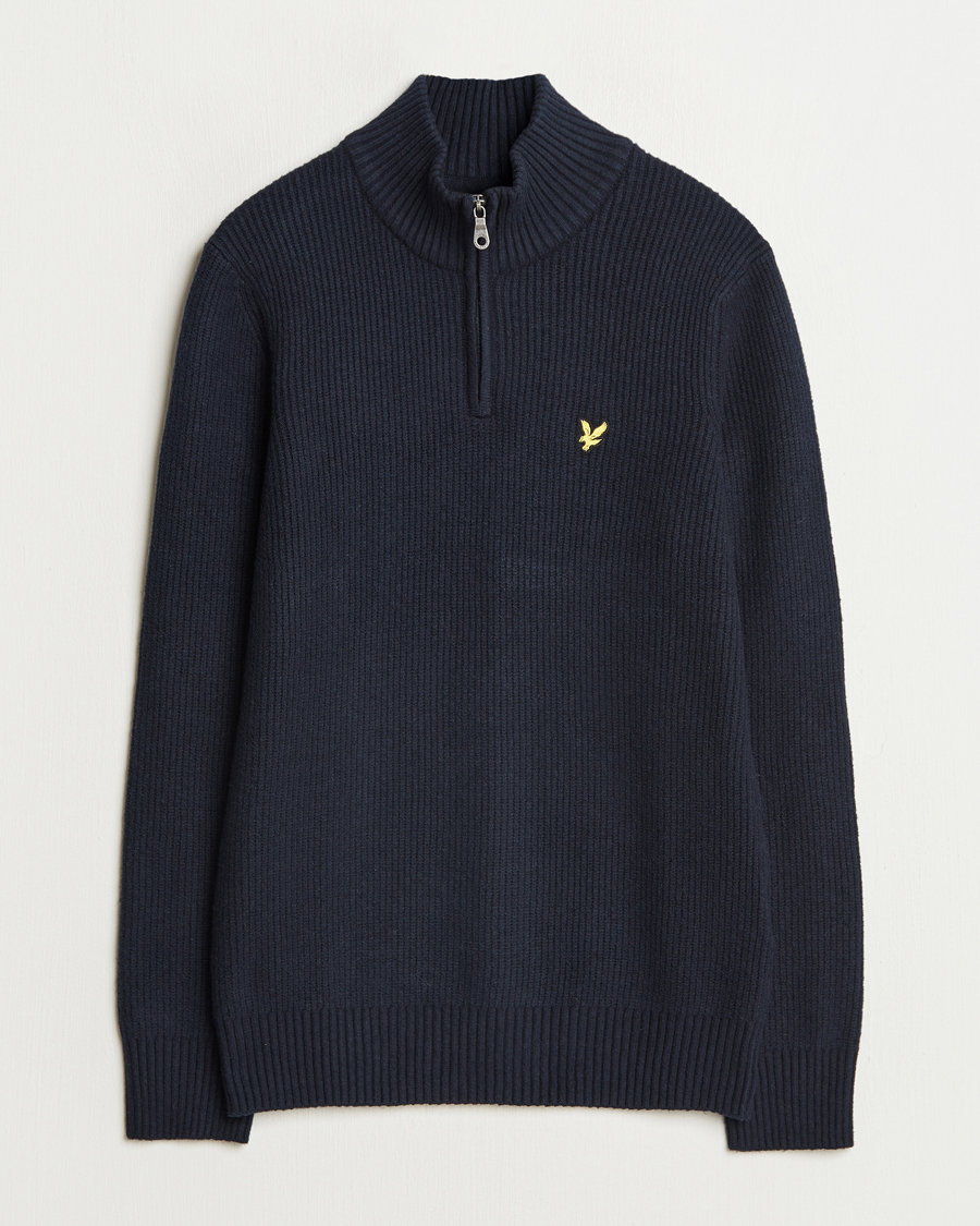 Heren | Truien | Lyle & Scott | Shaker Stitch Half Zip Dark Navy