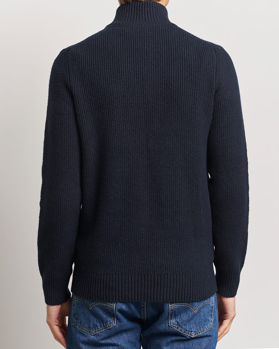 Heren | Truien | Lyle & Scott | Shaker Stitch Half Zip Dark Navy