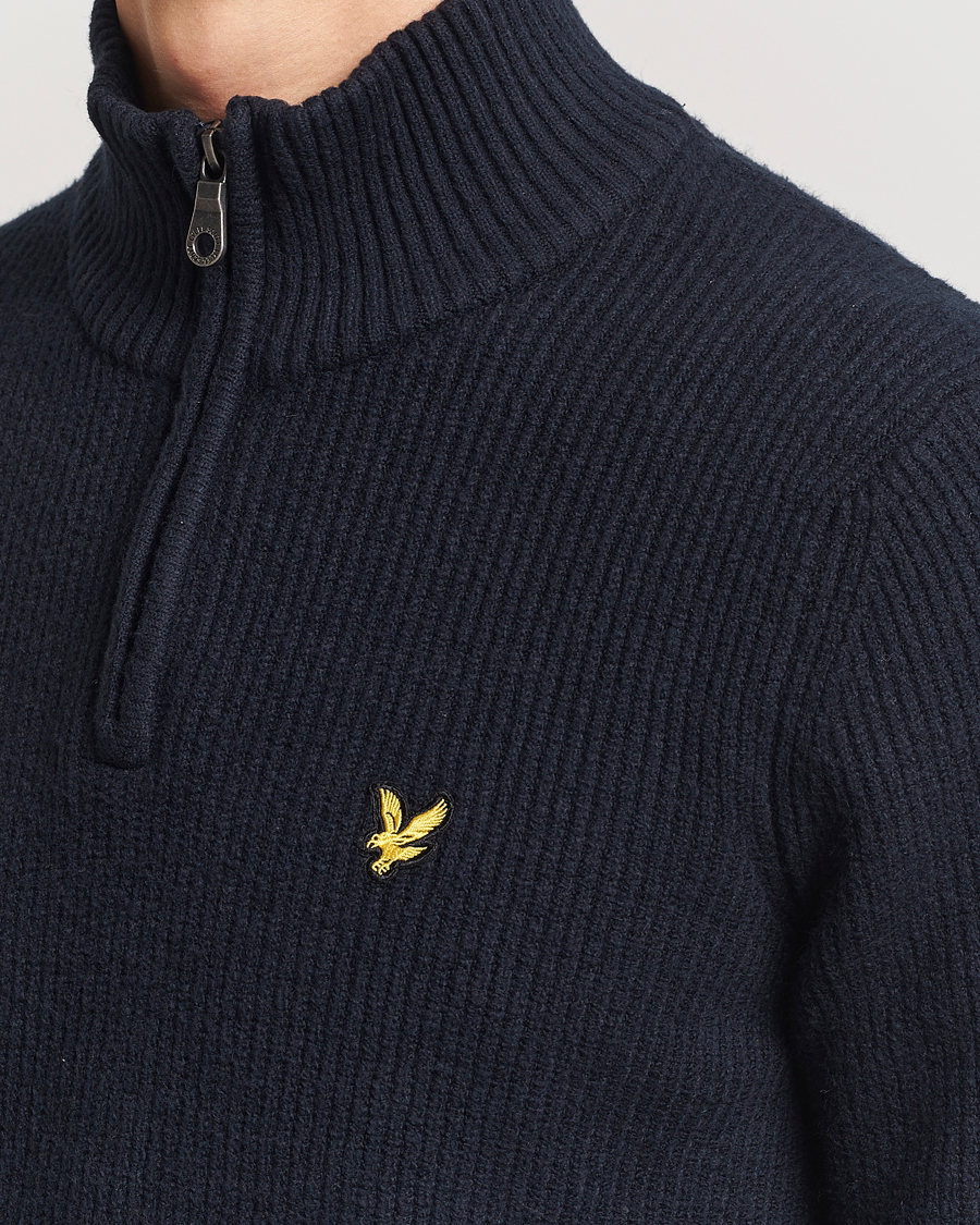 Heren | Truien | Lyle & Scott | Shaker Stitch Half Zip Dark Navy
