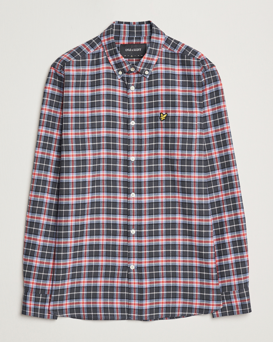 Heren | Overhemden | Lyle & Scott | Checked Flannel Shirt Blue Smoke