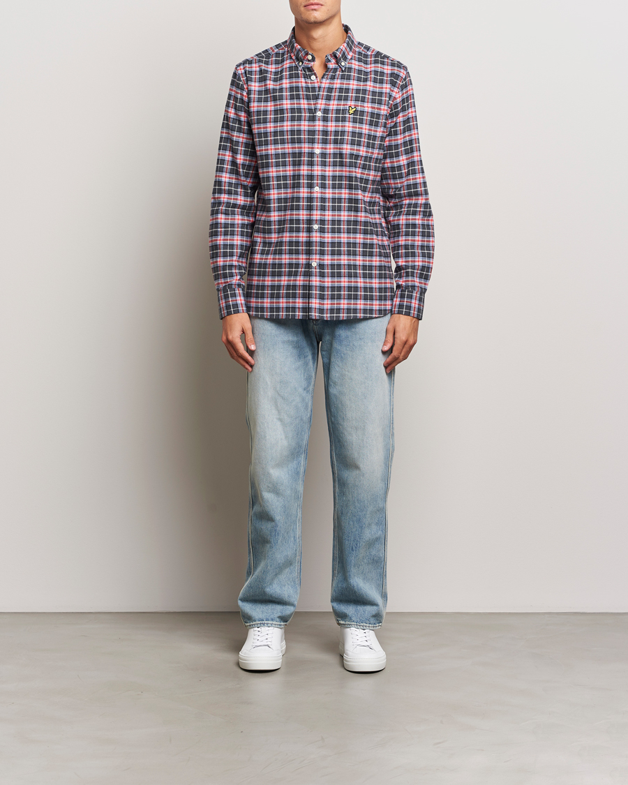 Heren | Overhemden | Lyle & Scott | Checked Flannel Shirt Blue Smoke