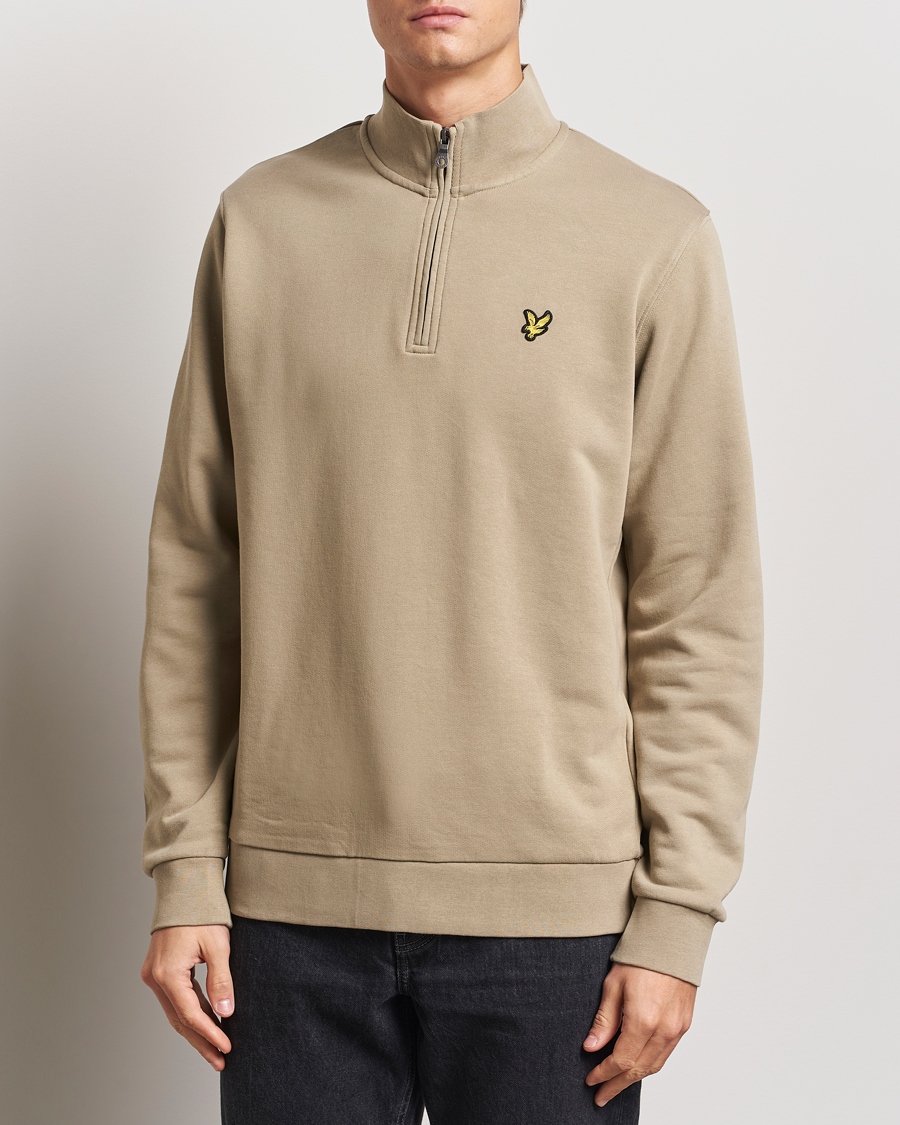 Heren | Truien | Lyle & Scott | Loopback Half Zip Sweater Sage Uniform