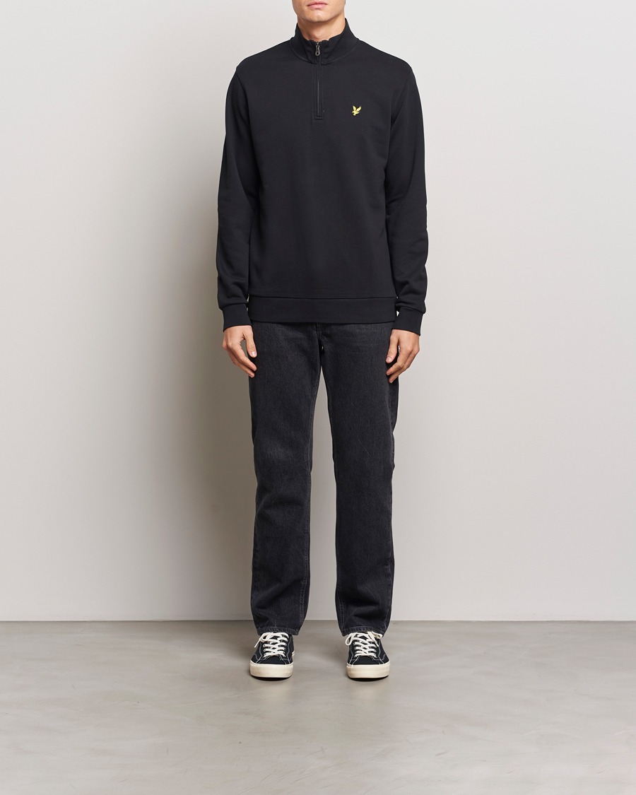 Heren | Truien | Lyle & Scott | Loopback Half Zip Sweater Jet Black