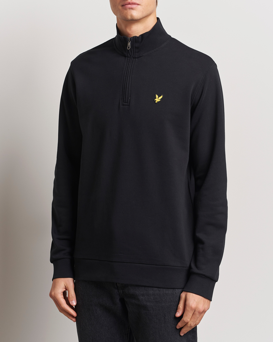 Heren | Truien | Lyle & Scott | Loopback Half Zip Sweater Jet Black