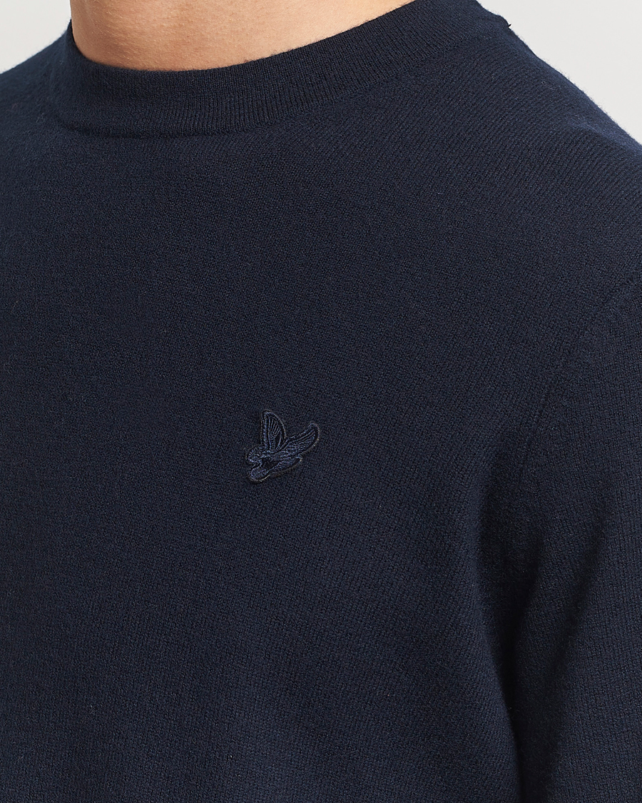 Heren | Truien | Lyle & Scott | Tonal Eagle Lambswool Crew Neck Dark Navy