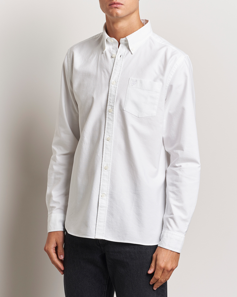 Heren | Overhemden | Lyle & Scott | Tonal Eagle Plain Oxford Shirt White
