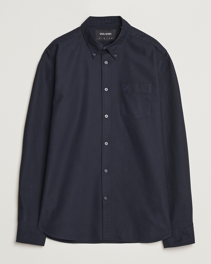 Heren | Overhemden | Lyle & Scott | Tonal Eagle Plain Oxford Shirt Dark Navy