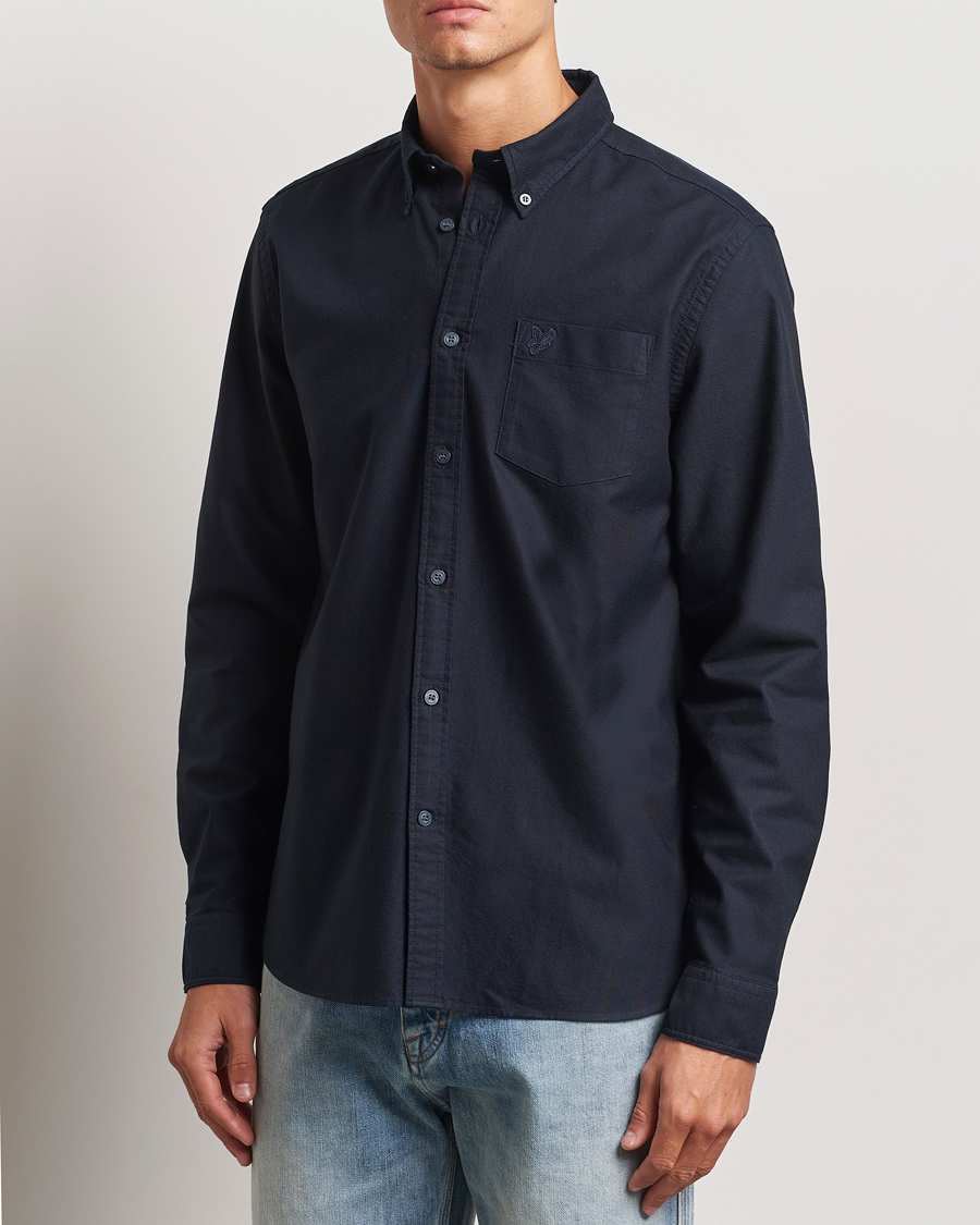 Heren | Overhemden | Lyle & Scott | Tonal Eagle Plain Oxford Shirt Dark Navy