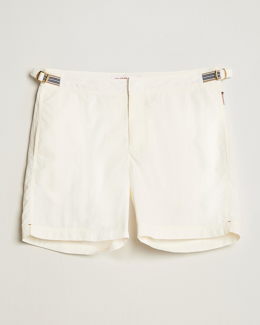 Heren | Zwembroek | Orlebar Brown | Bulldog Ribbon Tape Trim Swimshorts White Sand