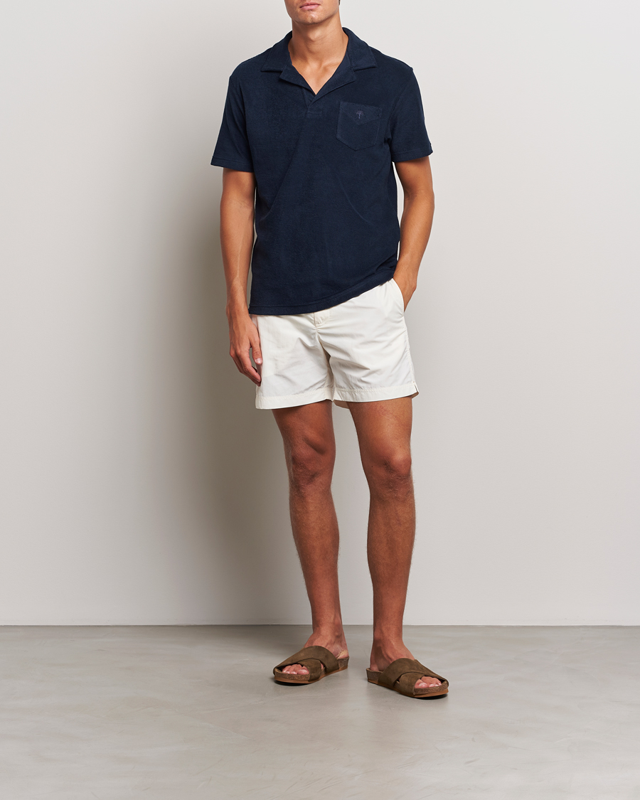 Heren | Zwembroek | Orlebar Brown | Bulldog Ribbon Tape Trim Swimshorts White Sand