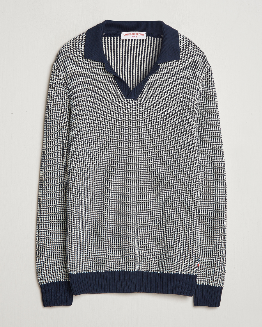 Heren | Truien | Orlebar Brown | Horton Long Sleeve Knited Poloshirt Night Iris/White
