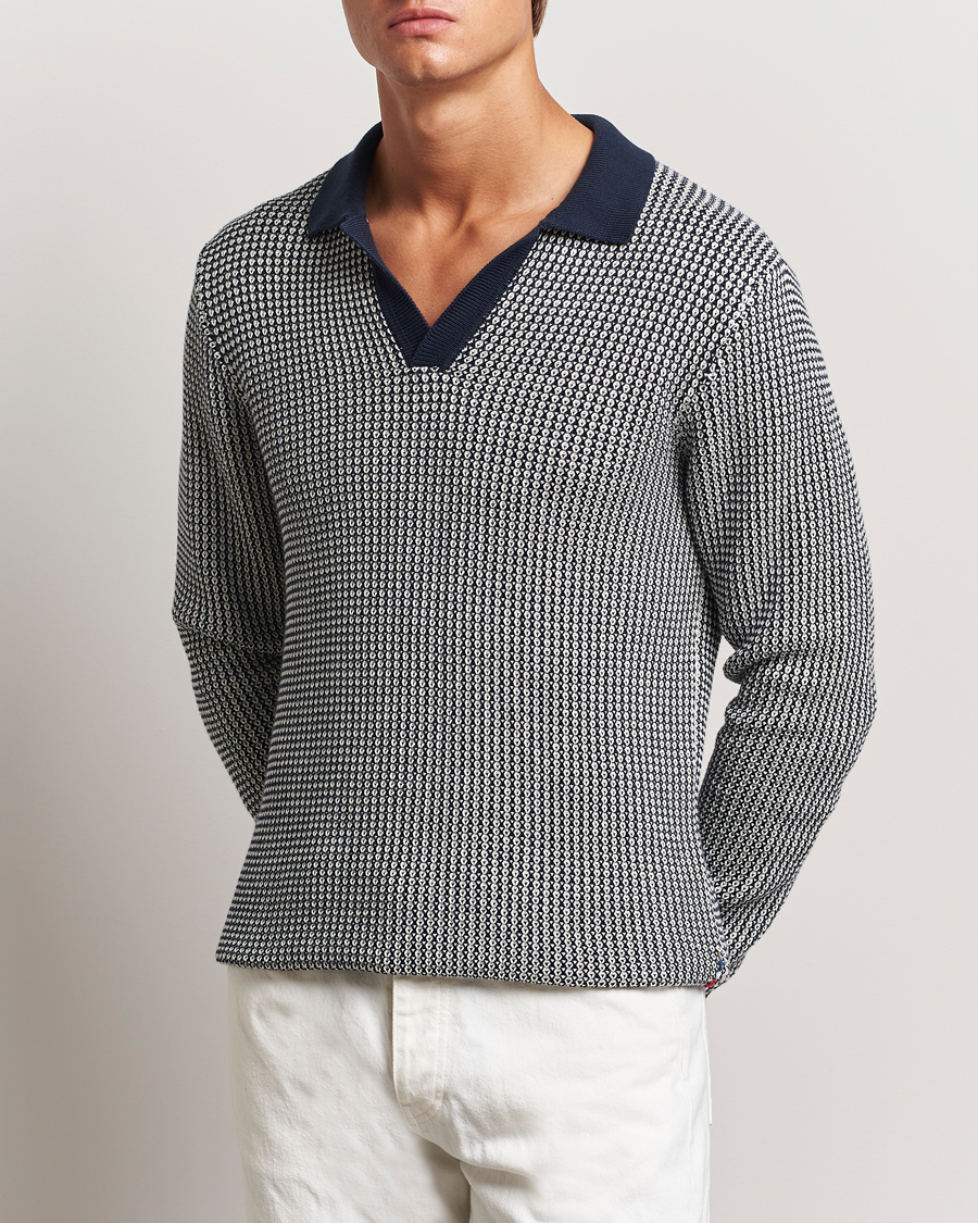 Heren | Truien | Orlebar Brown | Horton Long Sleeve Knited Poloshirt Night Iris/White