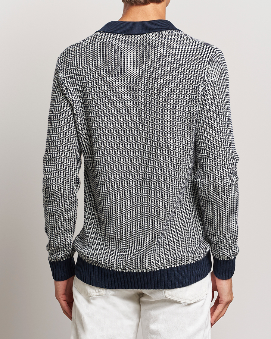 Heren | Truien | Orlebar Brown | Horton Long Sleeve Knited Poloshirt Night Iris/White