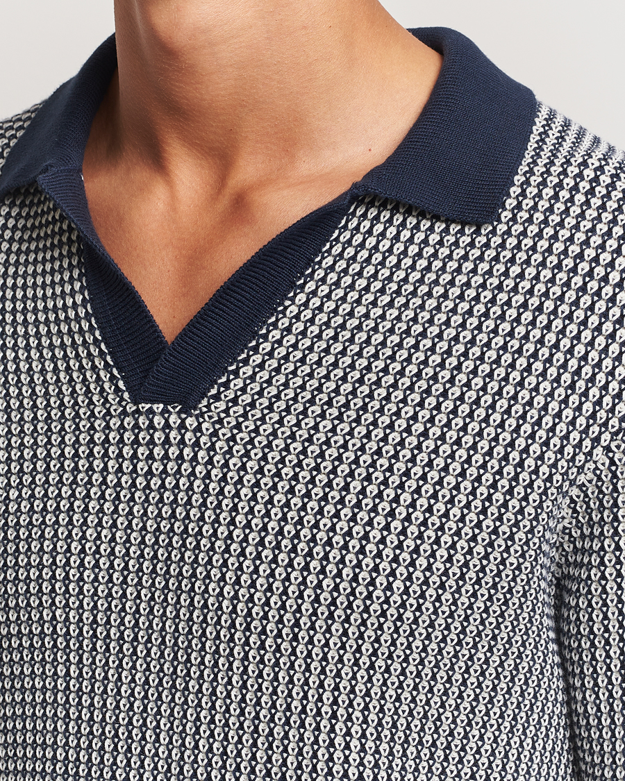Heren | Truien | Orlebar Brown | Horton Long Sleeve Knited Poloshirt Night Iris/White