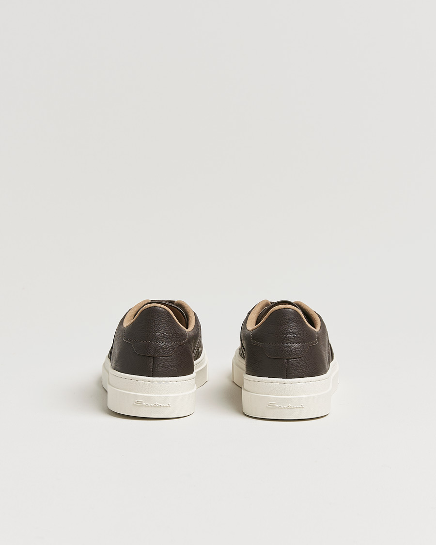 Heren | Santoni Double Buckle Sneakers Dark Brown Grain | Santoni | Double Buckle Sneakers Dark Brown Grain