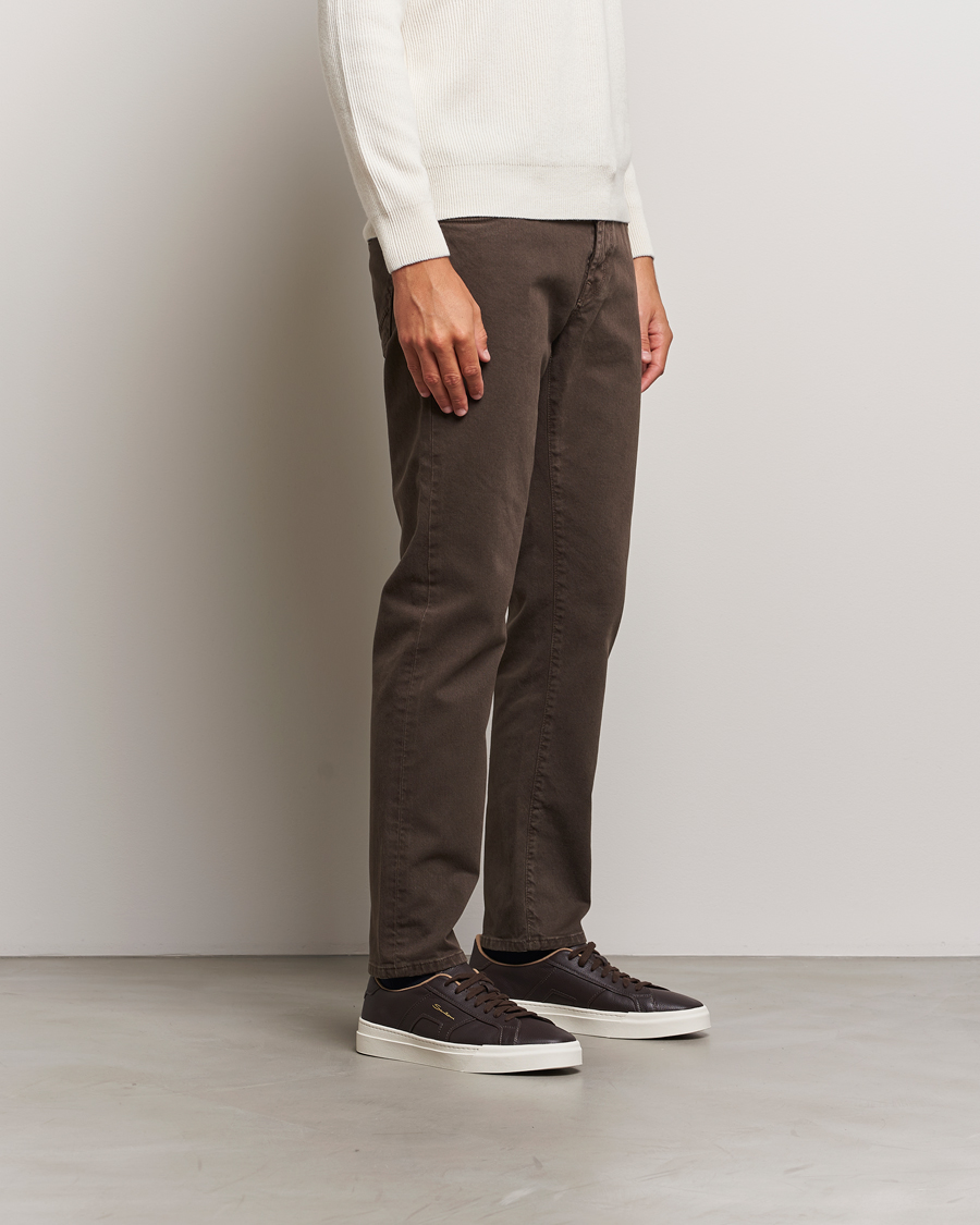 Heren | Santoni Double Buckle Sneakers Dark Brown Grain | Santoni | Double Buckle Sneakers Dark Brown Grain