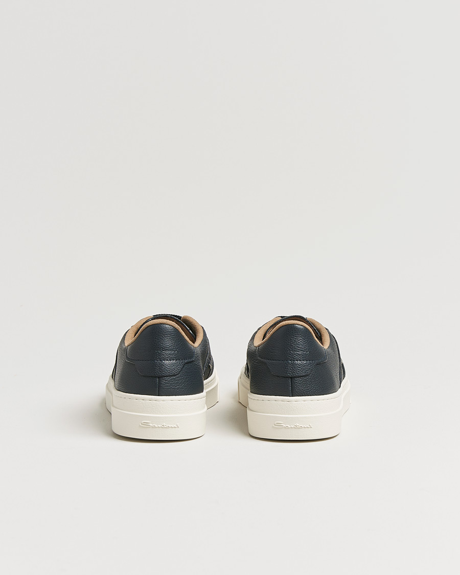 Heren | Santoni Double Buckle Sneakers Navy Grain | Santoni | Double Buckle Sneakers Navy Grain