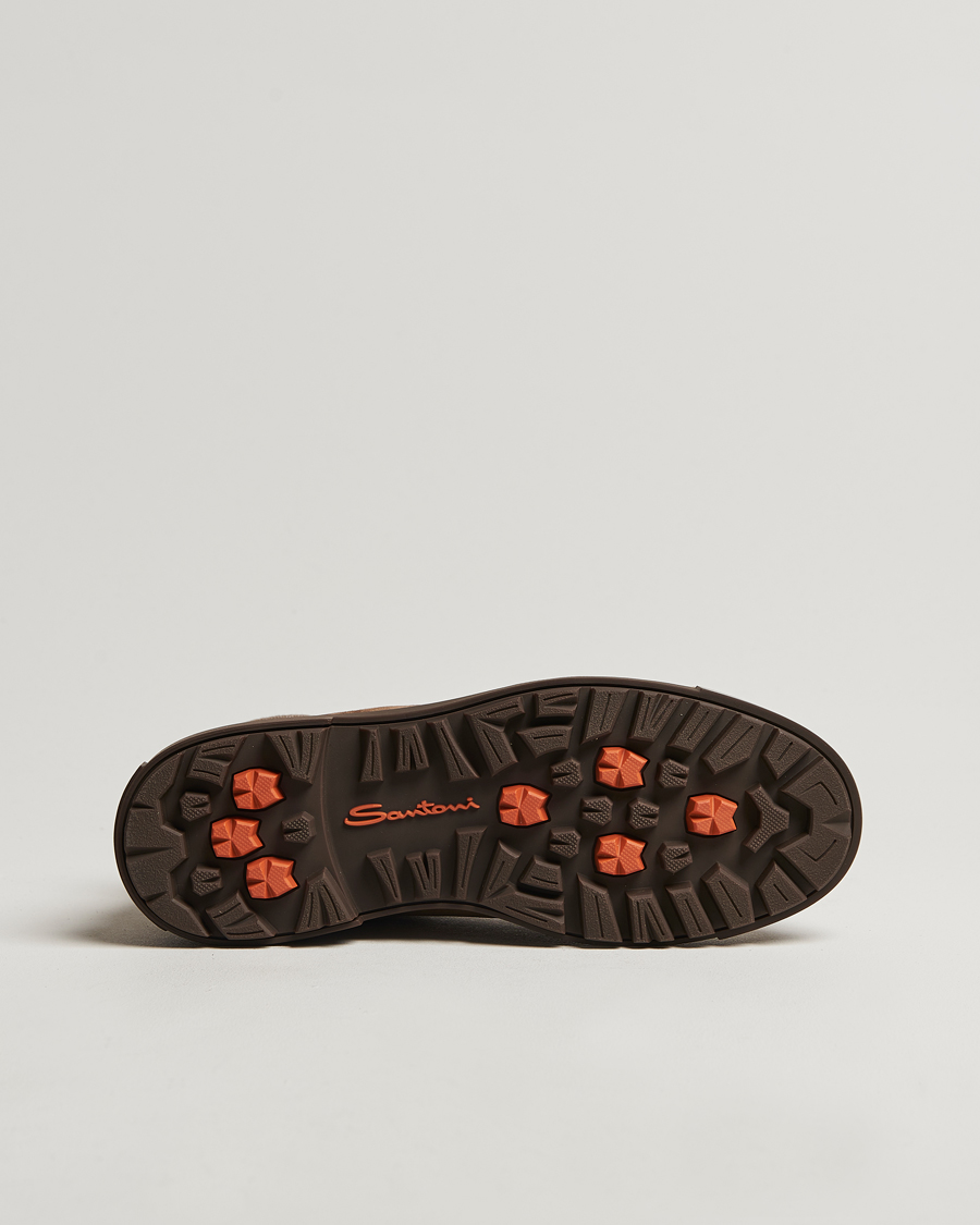 Heren | Santoni St Moritz No Lace Boot Dark Brown Suede | Santoni | St Moritz No Lace Boot Dark Brown Suede