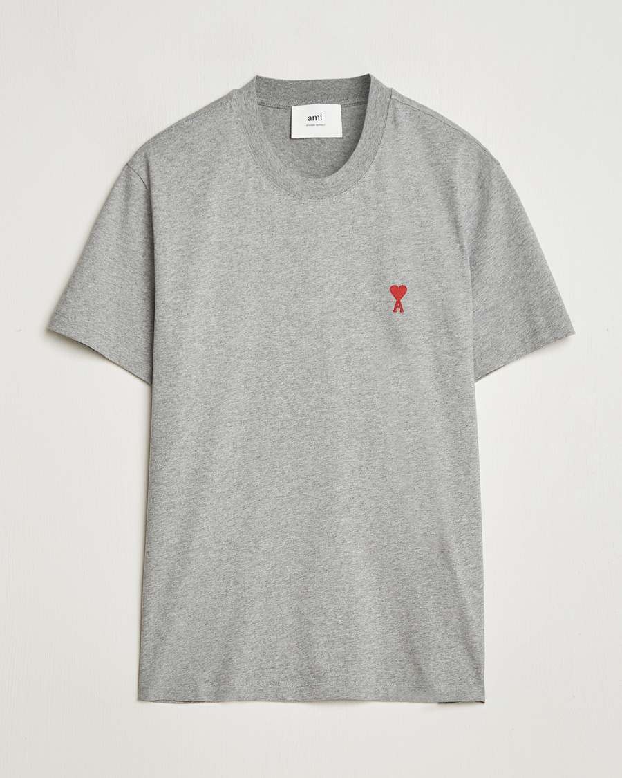 Heren | T-shirts | AMI | Heart Logo T-Shirt Heather Grey