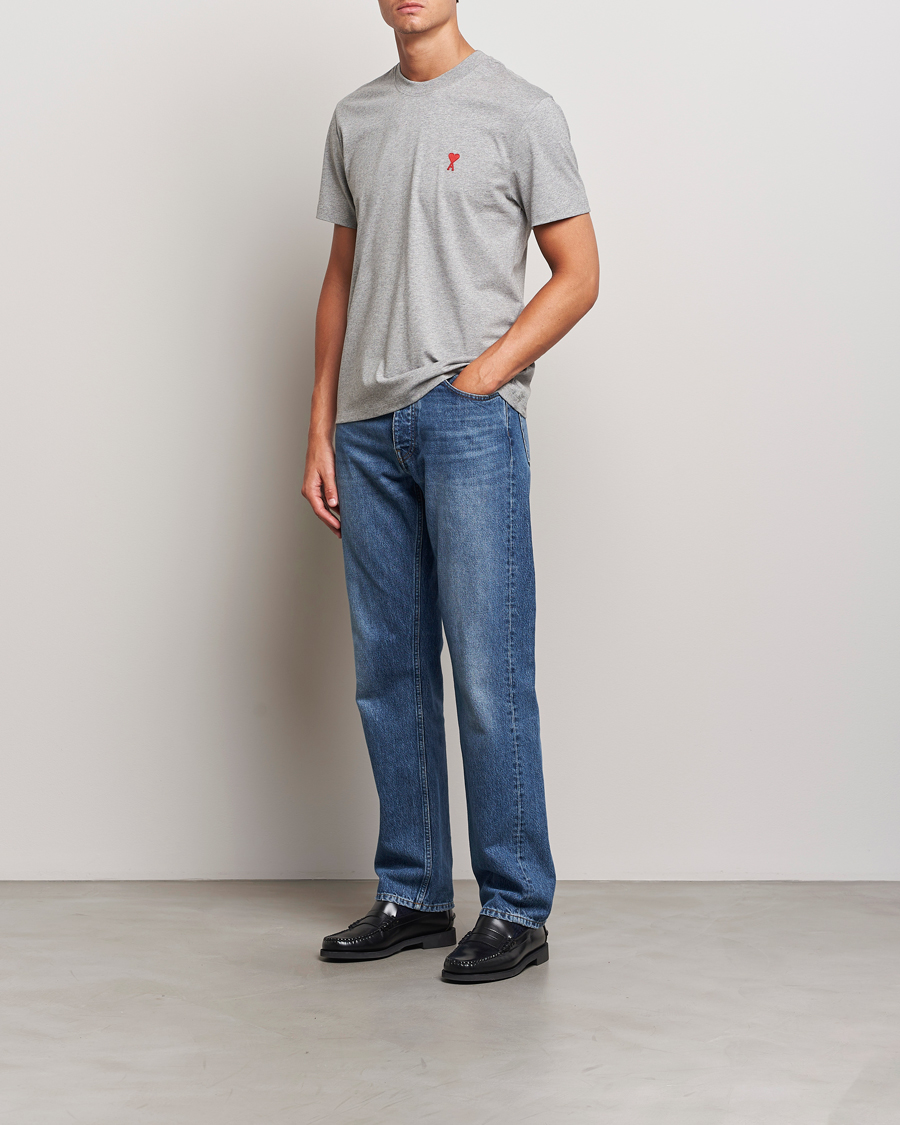 Heren | T-shirts | AMI | Heart Logo T-Shirt Heather Grey