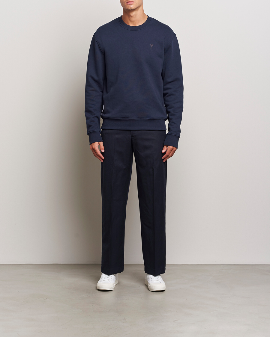 Heren | Truien | AMI | Tonal Heart Logo Sweatshirt Night Blue