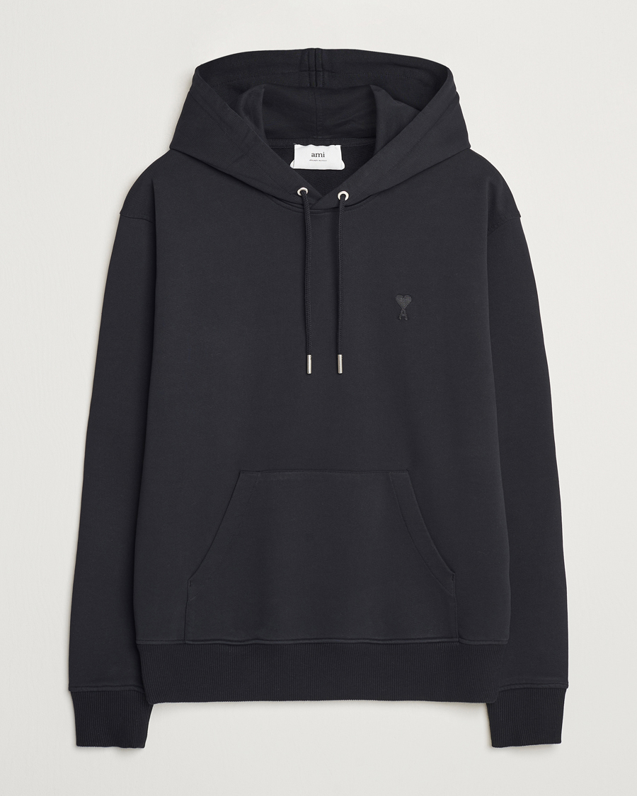 Heren | Truien | AMI | Tonal Heart Logo Hoodie Black