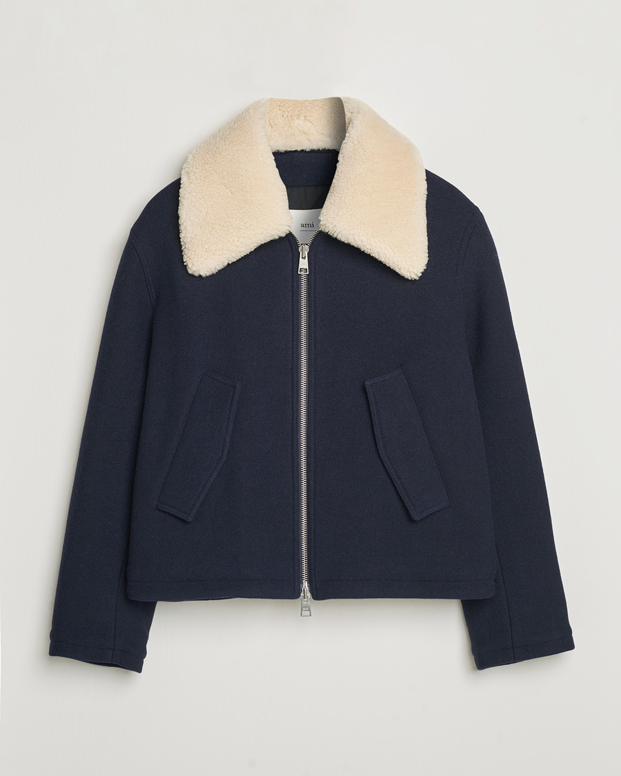Heren | Jassen | AMI | Wool Shearling Bomber Jacket Navy