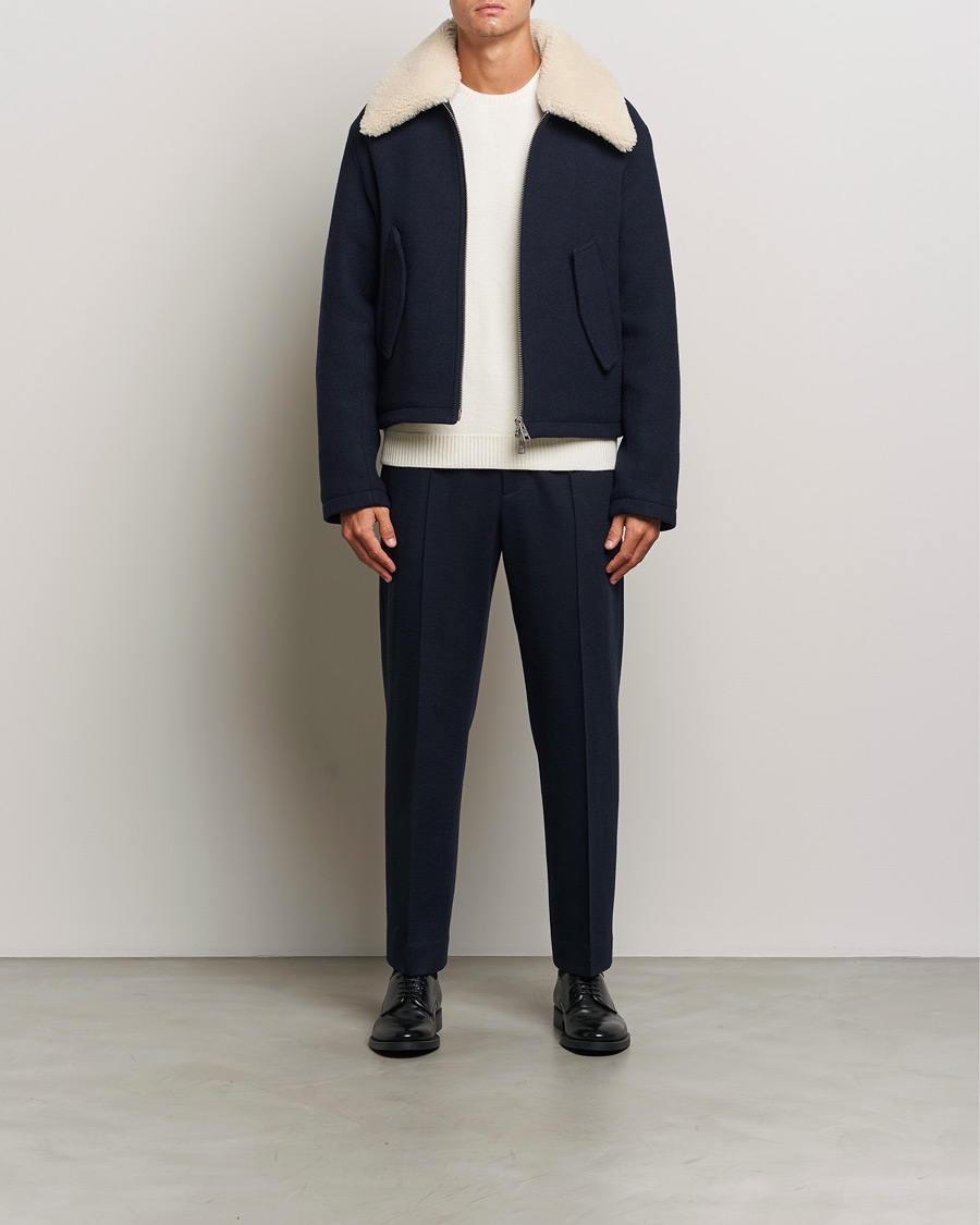 Heren | Jassen | AMI | Wool Shearling Bomber Jacket Navy