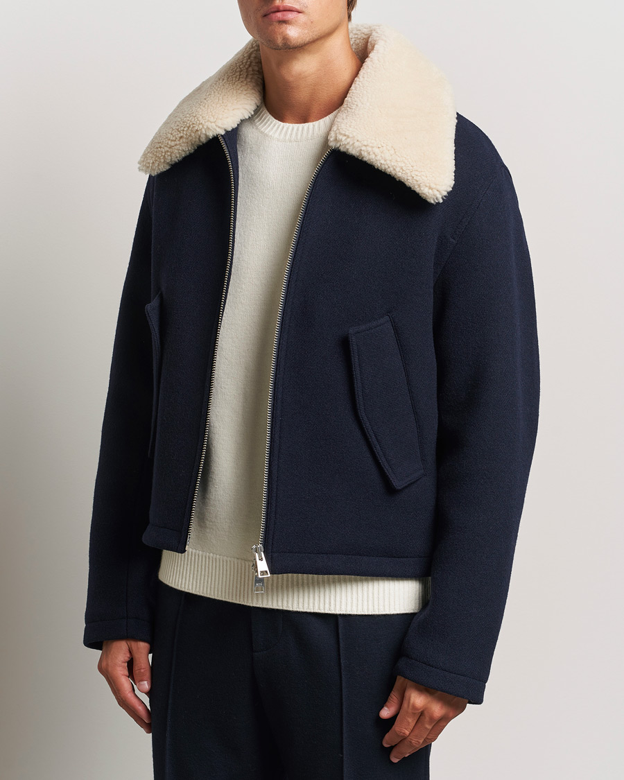 Heren | Jassen | AMI | Wool Shearling Bomber Jacket Navy