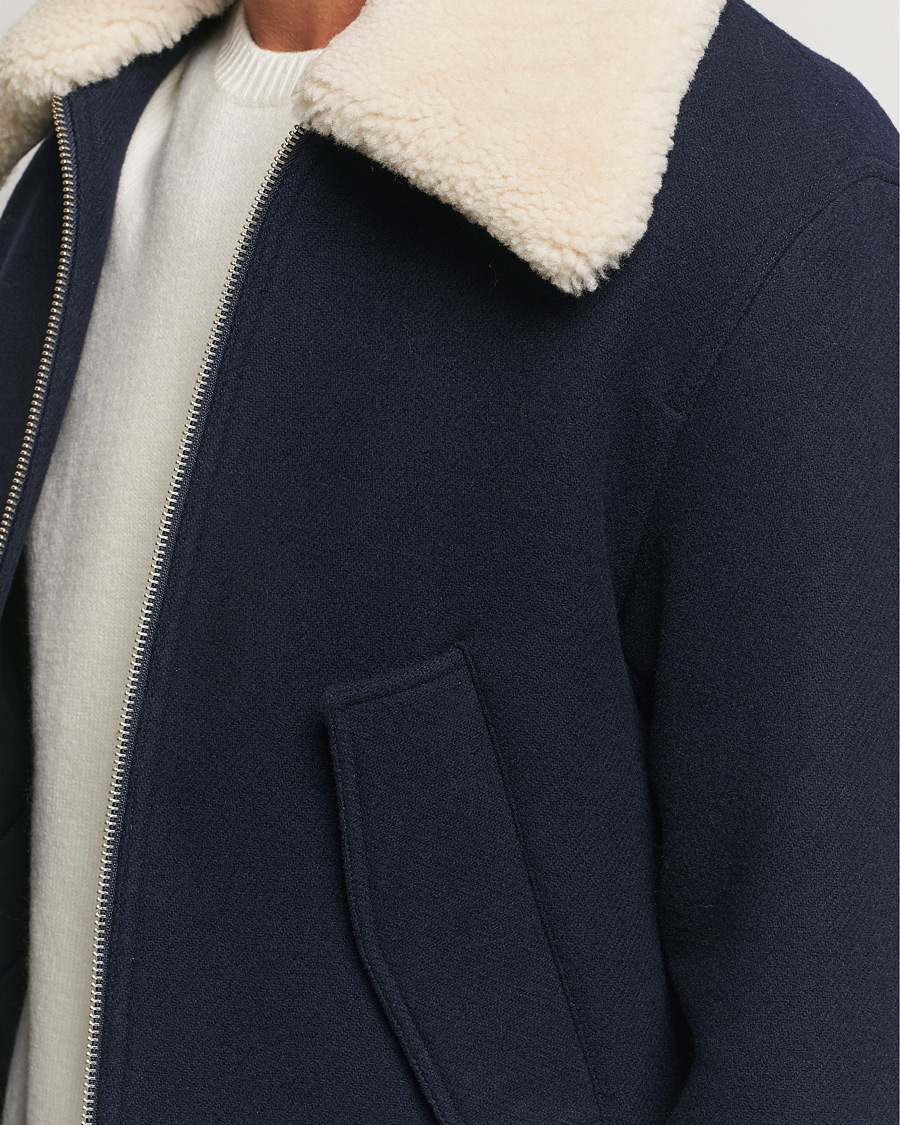 Heren | Jassen | AMI | Wool Shearling Bomber Jacket Navy