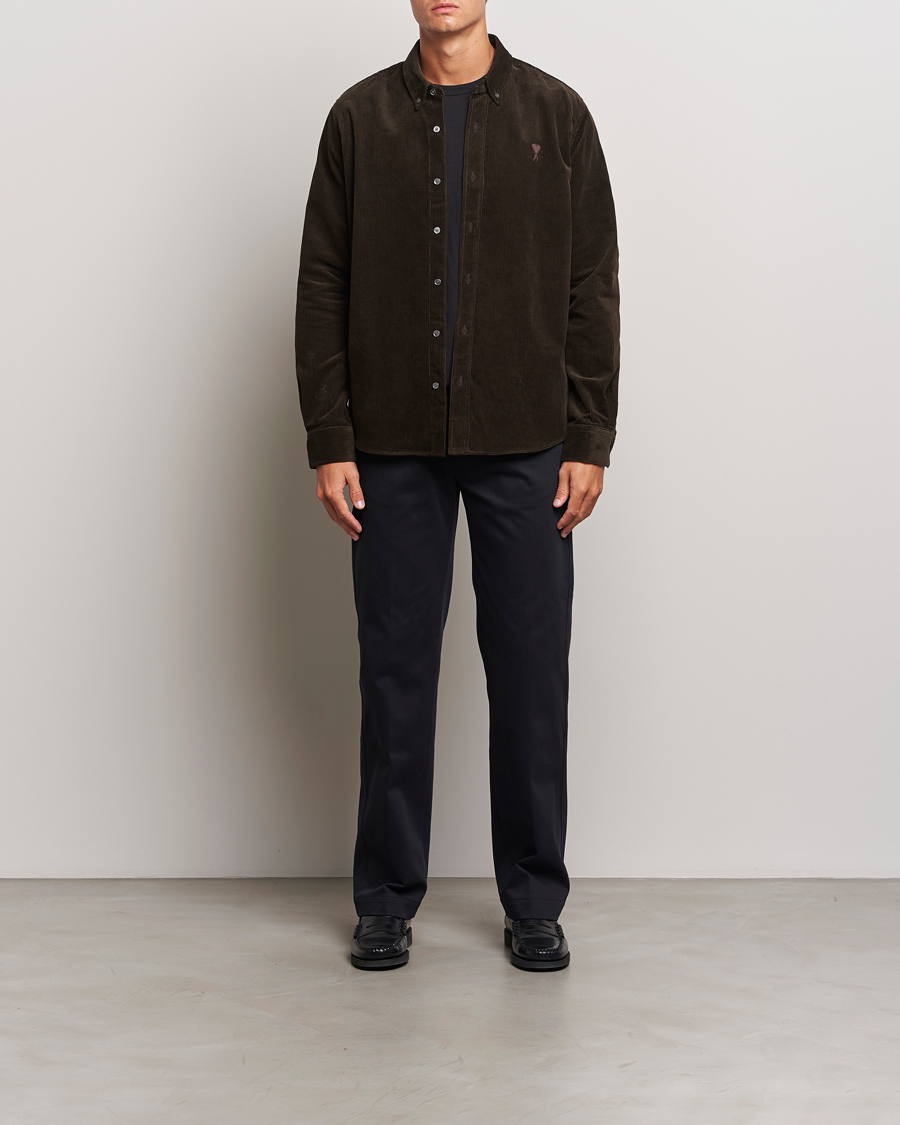 Heren | Overhemden | AMI | Classic Fit Corduroy Shirt Dark Coffee