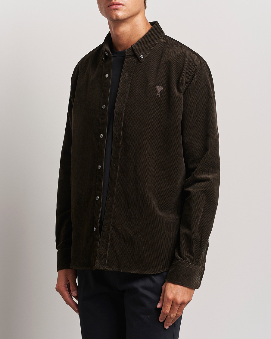 Heren | Overhemden | AMI | Classic Fit Corduroy Shirt Dark Coffee
